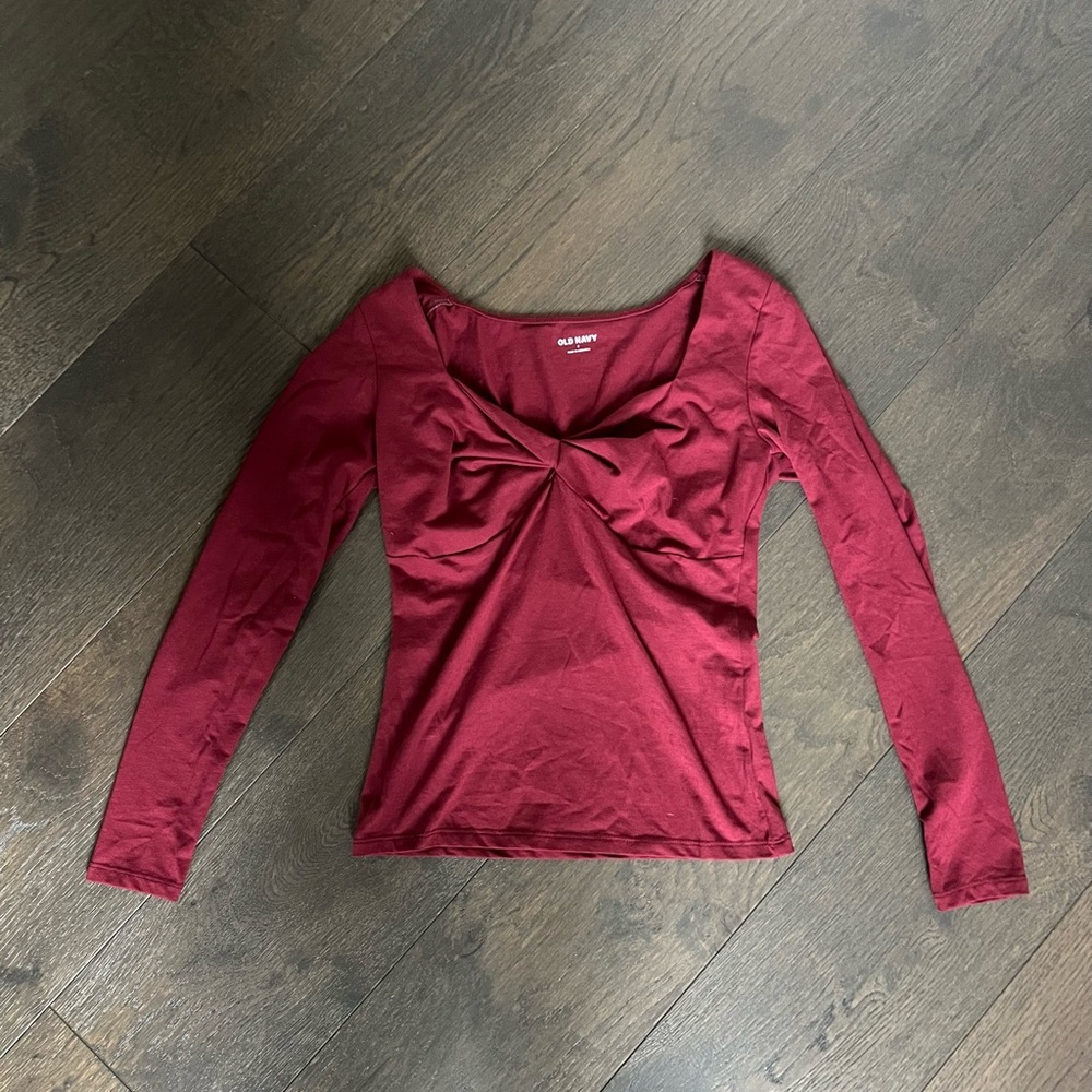 Old Navy Deep Red Long Sleeve Blouse